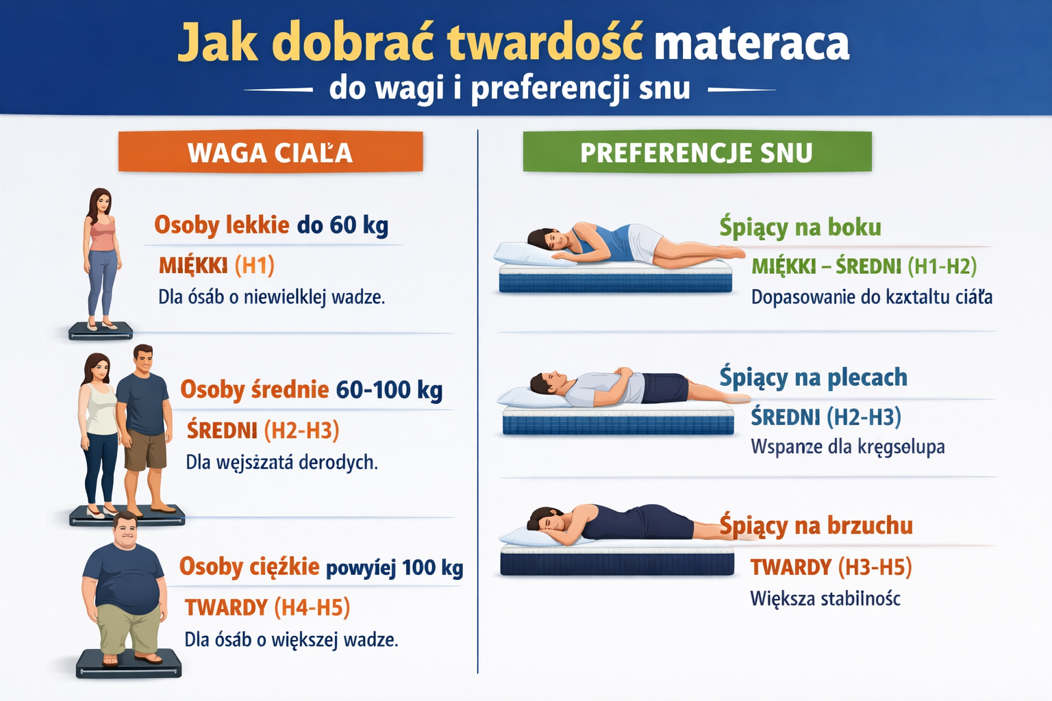 Jak dobrać twardość materaca do wagi i preferencji snu